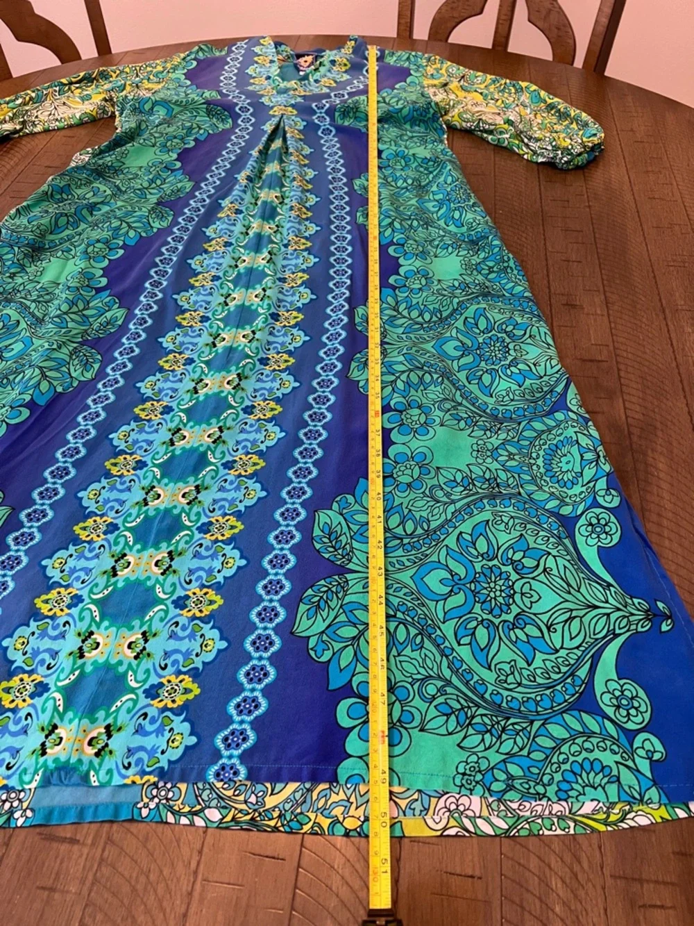 Johnny Was 100% Silk KAHINU Dress  in Diomedes Blue Green Sz L LIKE NEW - Picture 9 of 14